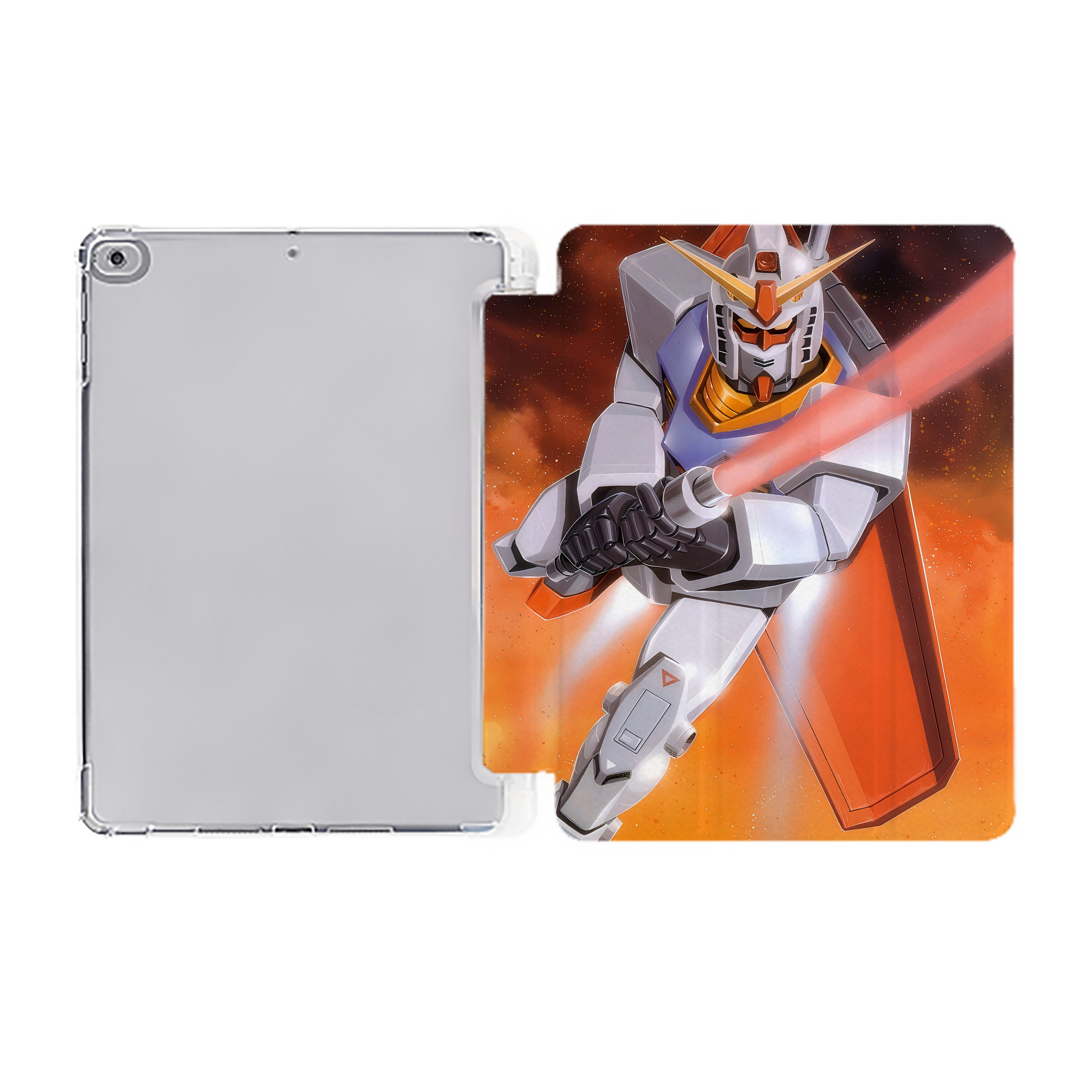 （画像用） 機動戦士ガンダム Mobile Suit Gundam IPad ケース ペン収納付き 三つ折りスタンド PUレザー×シリコン 対応機種9.5/10.5/10.9インチ